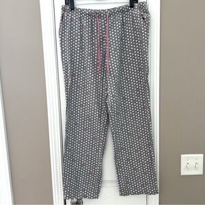 Liz Claiborne Gray Polka Dot Flannel Pajama Pants with Pink Accents Size…